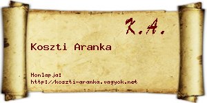 Koszti Aranka névjegykártya